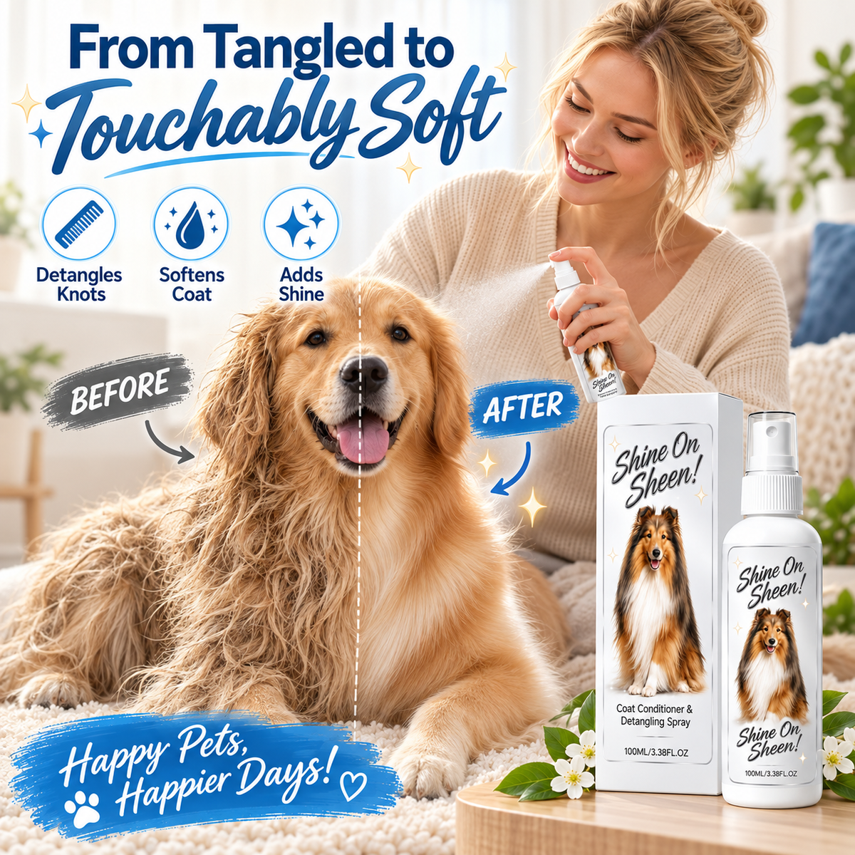 Pet Coat Detangling and Conditioning Spray – product image