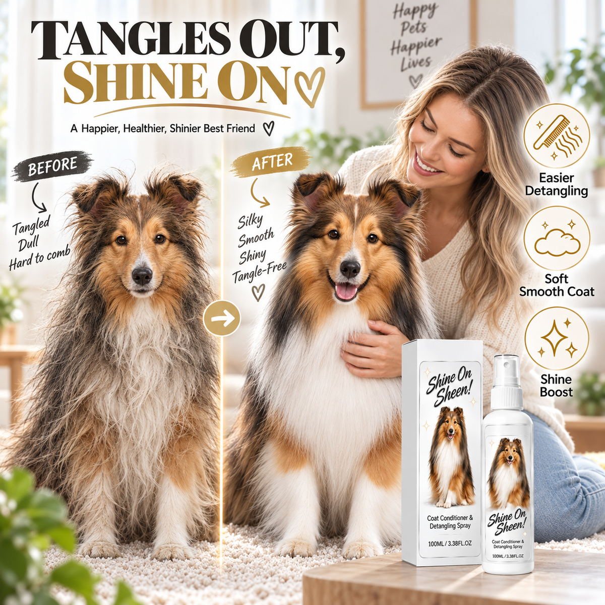 Pet Coat Detangling and Conditioning Spray – product image