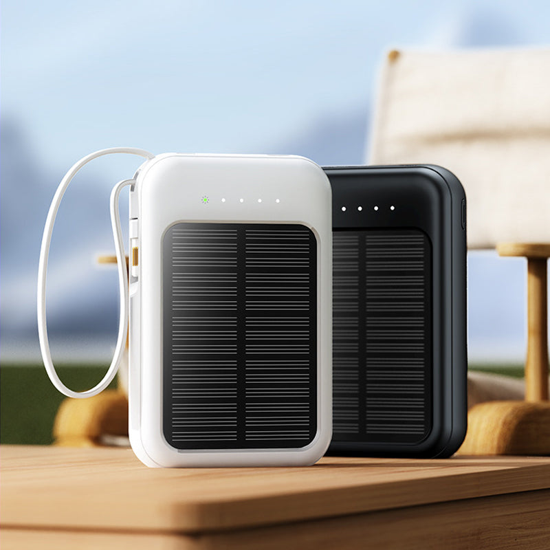 Compact Solar Power Bank with Built-In Cables – product image