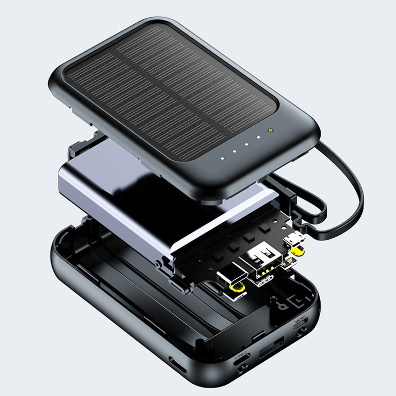 Compact Solar Power Bank with Built-In Cables – product image