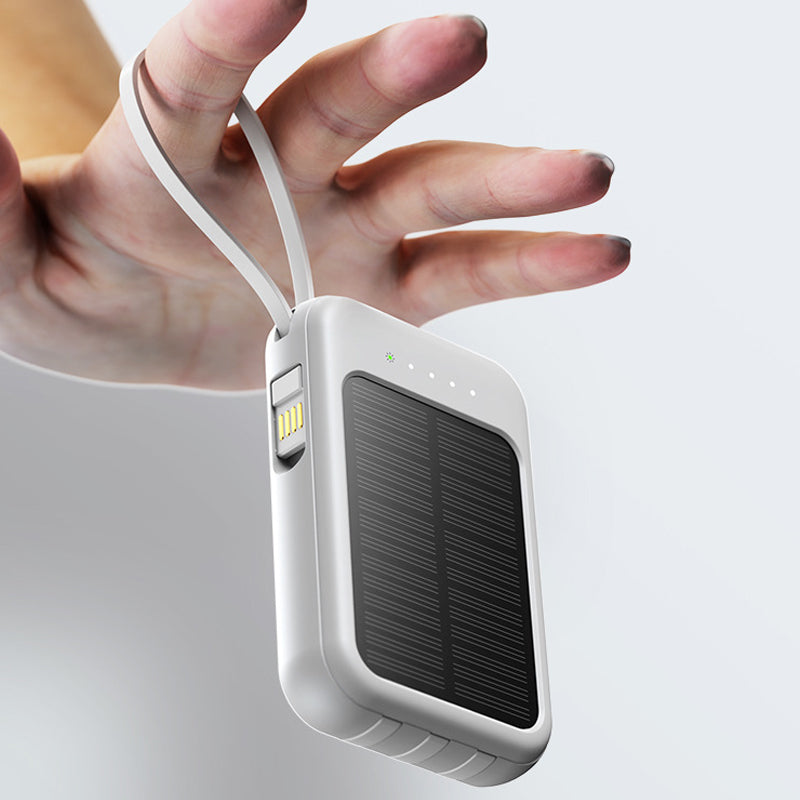 Compact Solar Power Bank with Built-In Cables – product image