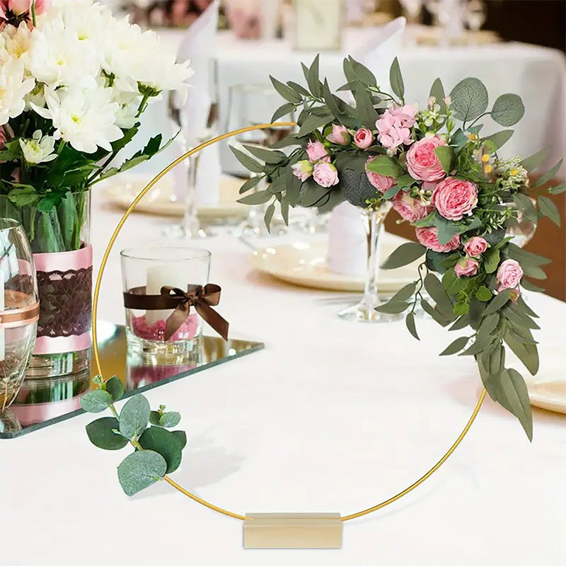 Gold-Tone Decorative Hoop with Wooden Stand – product image
