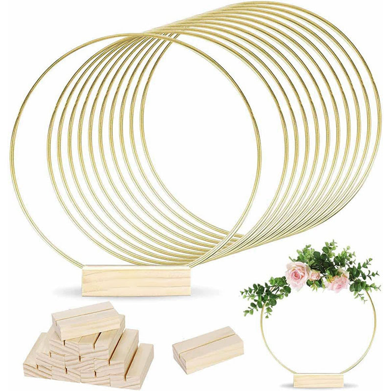 Gold-Tone Decorative Hoop with Wooden Stand – product image