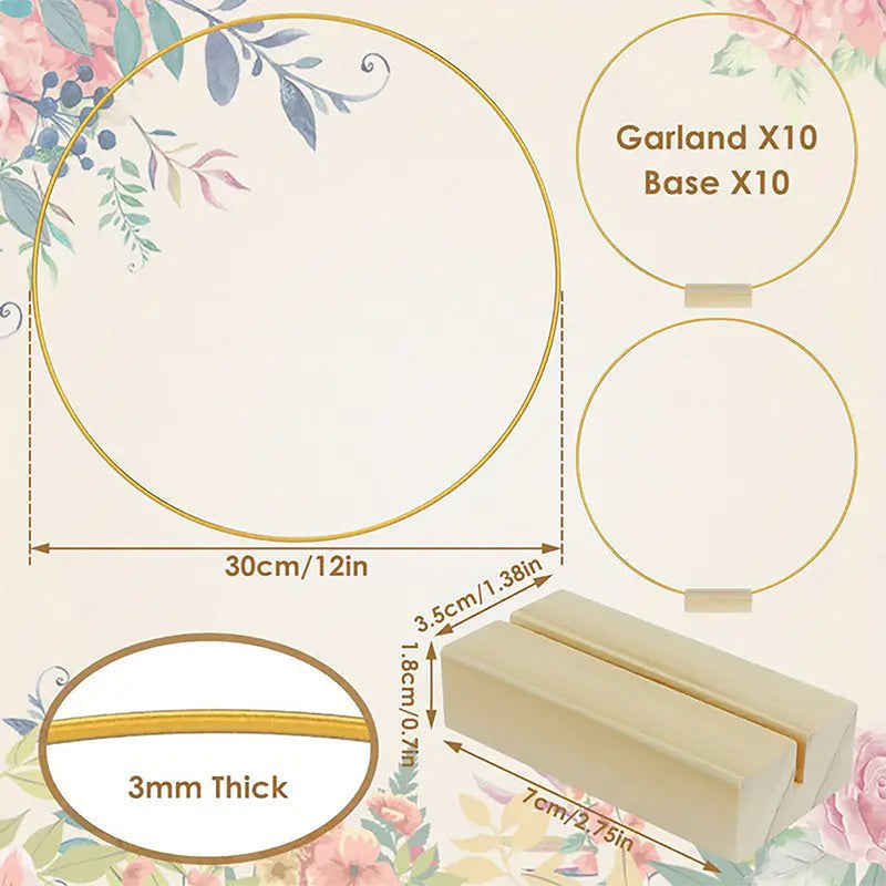 Gold-Tone Decorative Hoop with Wooden Stand – product image