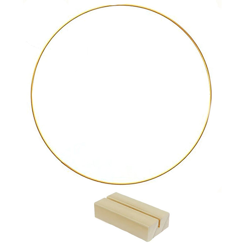 Gold-Tone Decorative Hoop with Wooden Stand – product image
