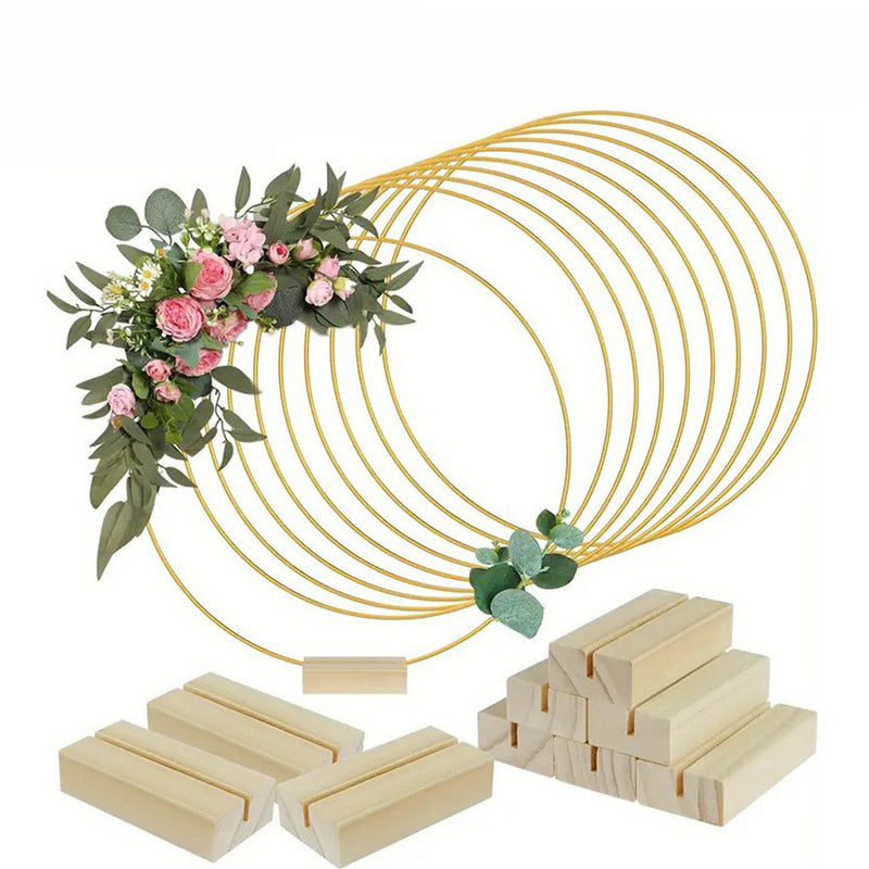 Gold-Tone Decorative Hoop with Wooden Stand – product image