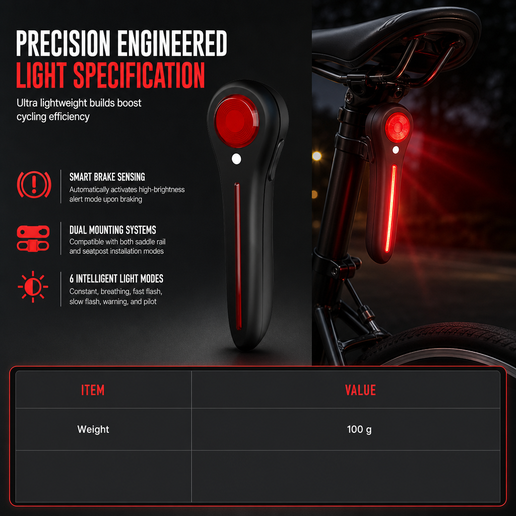 Rechargeable Bicycle Taillight with Brake Sensor – product image