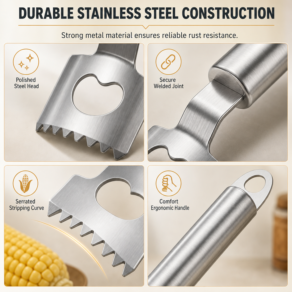 Stainless Steel Corn Stripper and Bottle Opener – product image