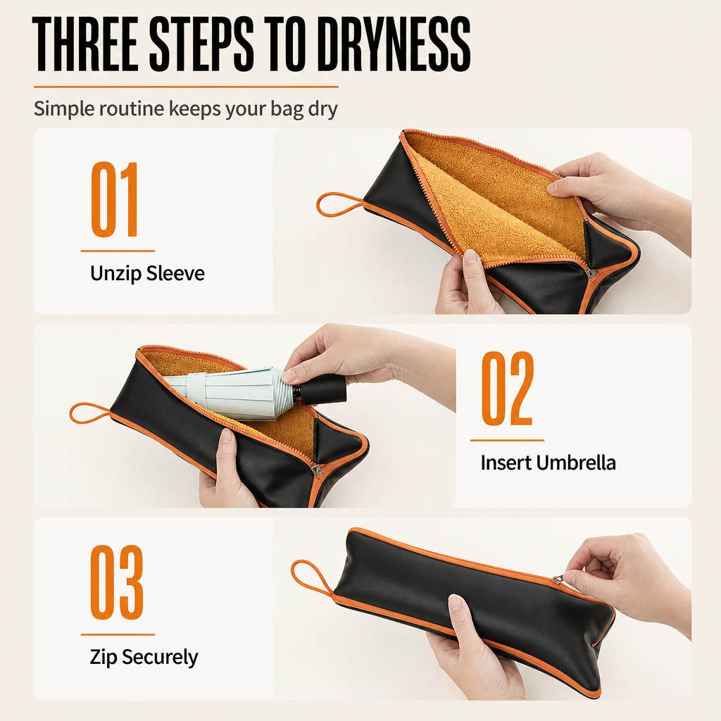 Absorbent Folding Umbrella Storage Sleeve – product image
