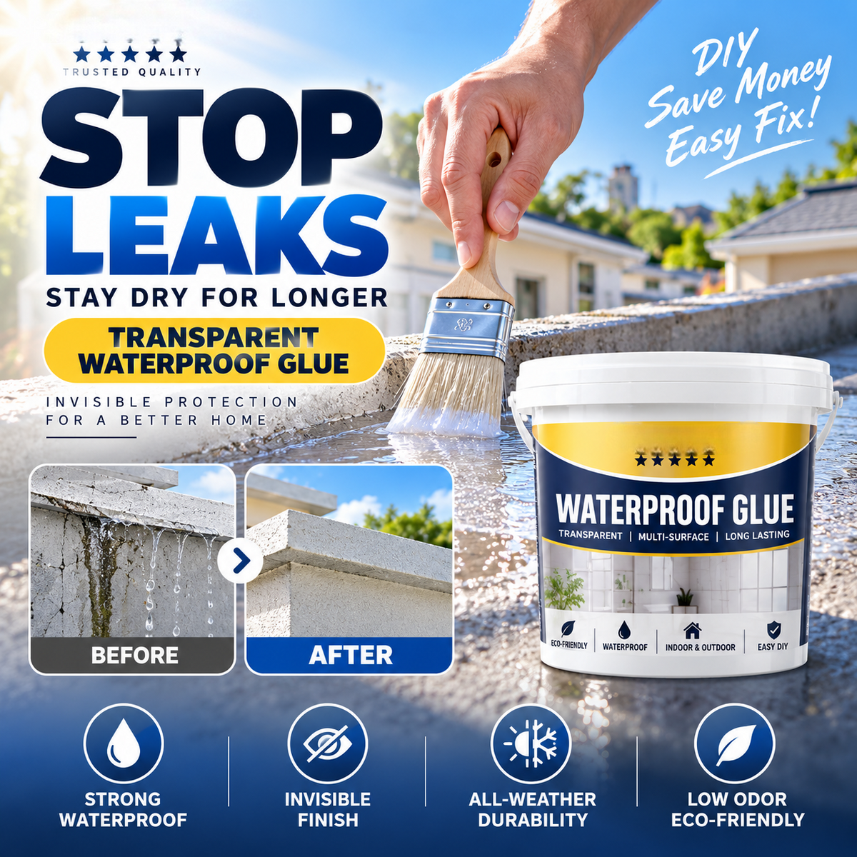 Transparent Waterproof Repair Sealant with Brush – product image