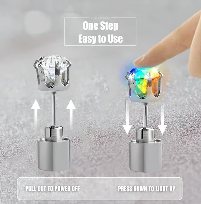 Light-Up LED Crown Stud Earrings – product image