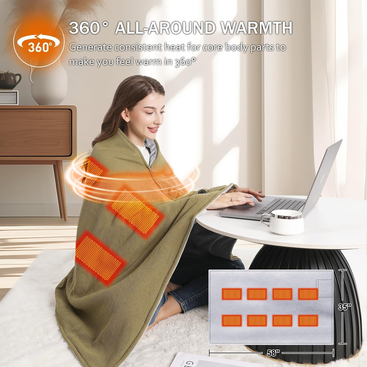 Portable Electric Heated Blanket & Shawl – product image