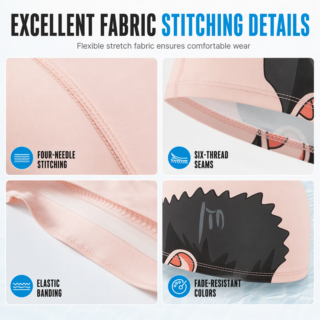 Stretch Fabric Swim Cap with Playful Design – product image