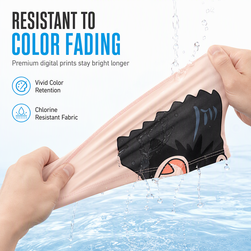 Stretch Fabric Swim Cap with Playful Design – product image
