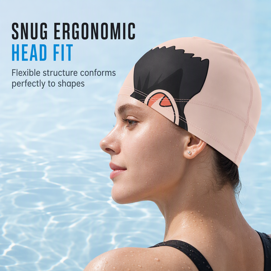 Stretch Fabric Swim Cap with Playful Design – product image