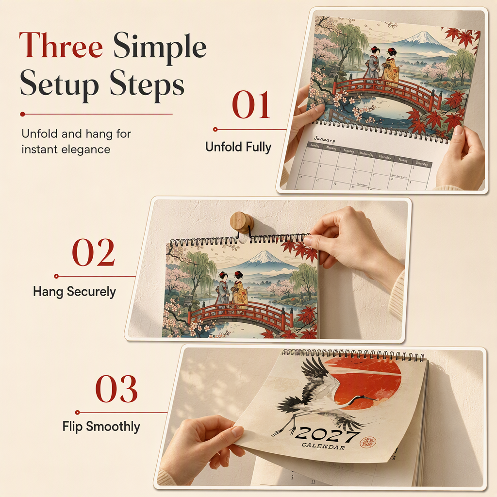 Japanese Art Hanging Wall Calendar – product image
