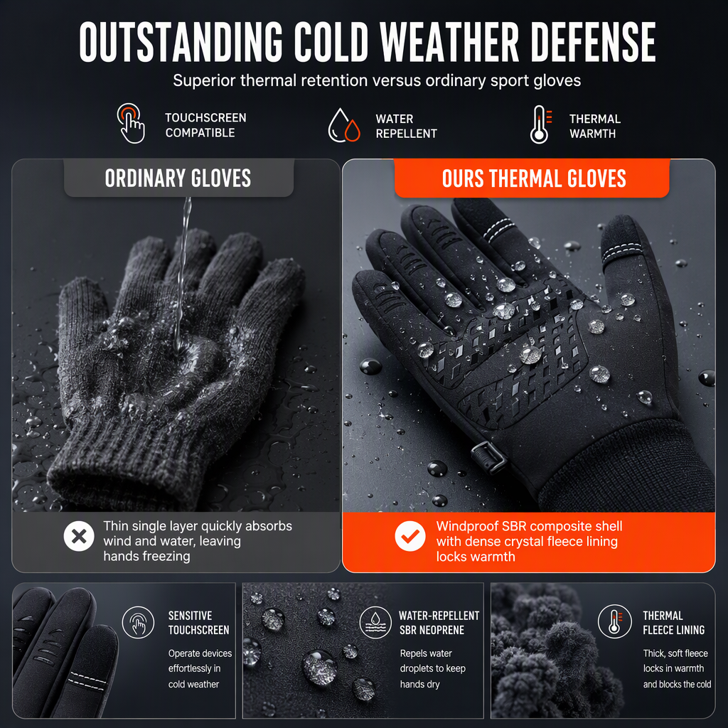 Fleece-Lined Winter Cycling Gloves – product image