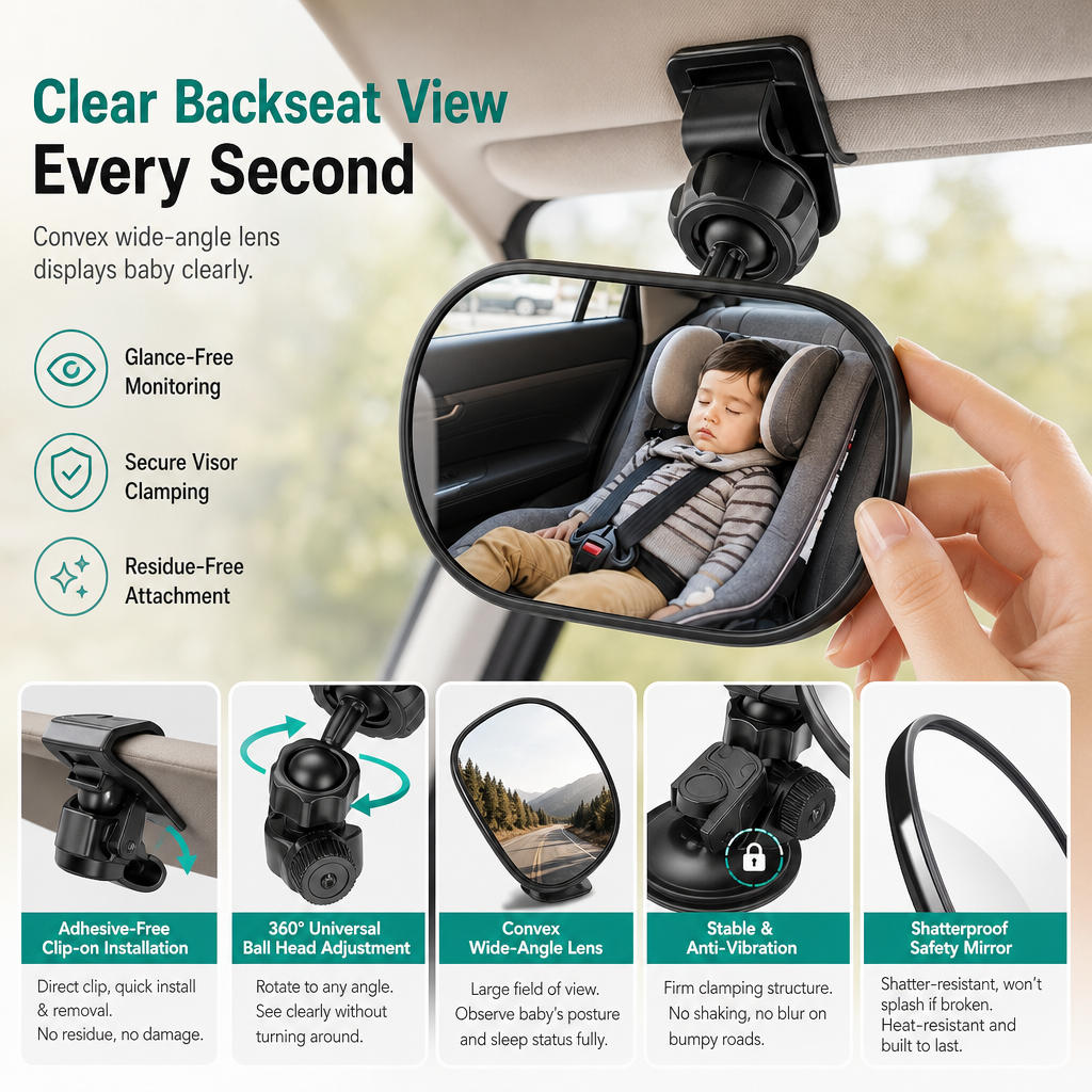 Adjustable Convex Auxiliary Mirror – product image