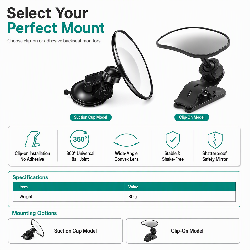 Adjustable Convex Auxiliary Mirror – product image