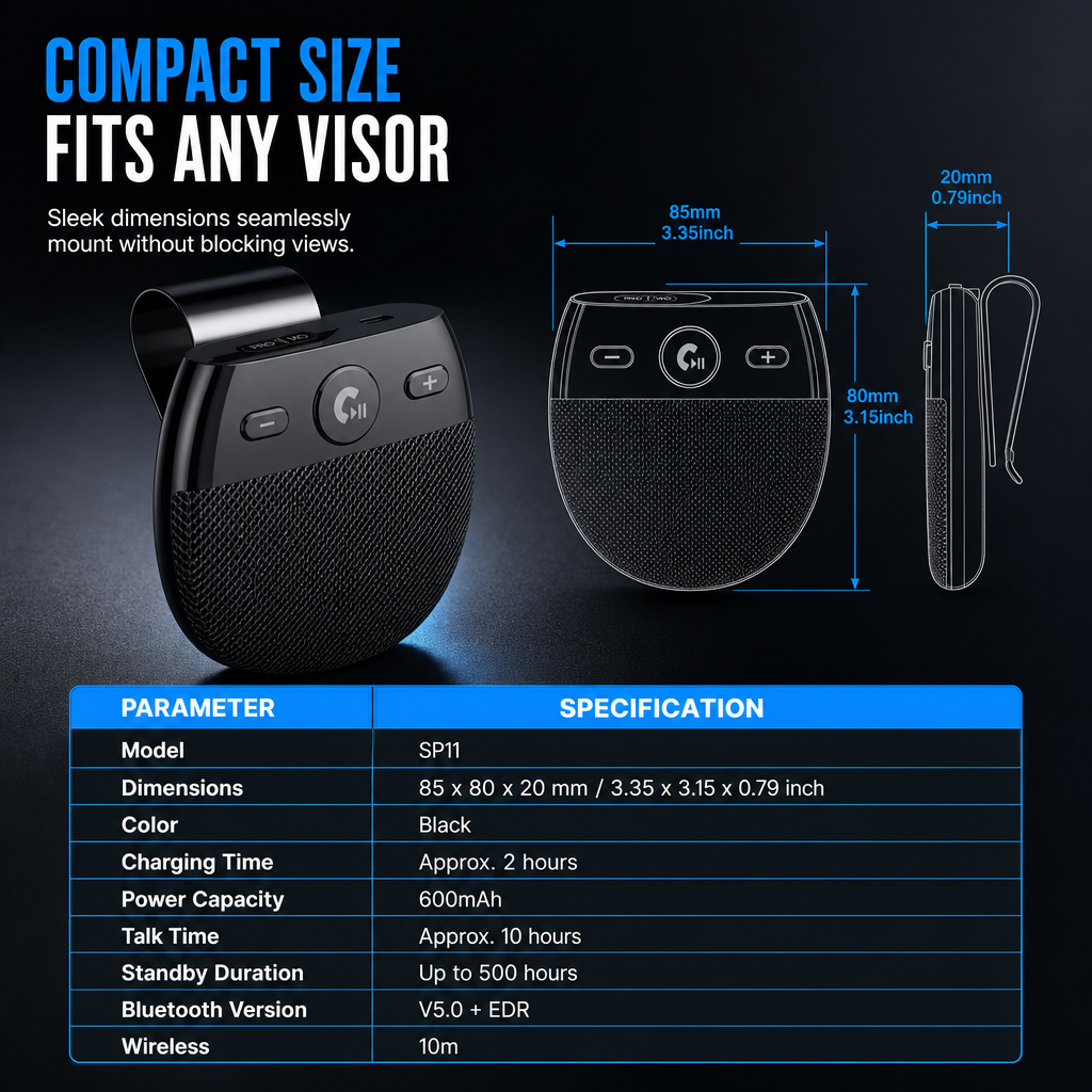Bluetooth Sun Visor Speakerphone – product image