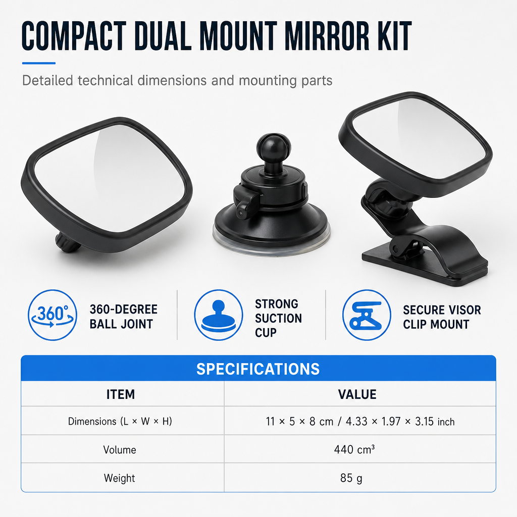 Adjustable Back-Seat Car Mirror – product image
