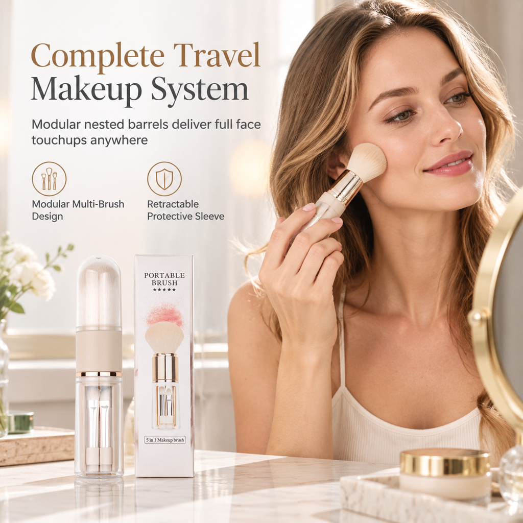 Retractable Travel Makeup Brush Set – product image