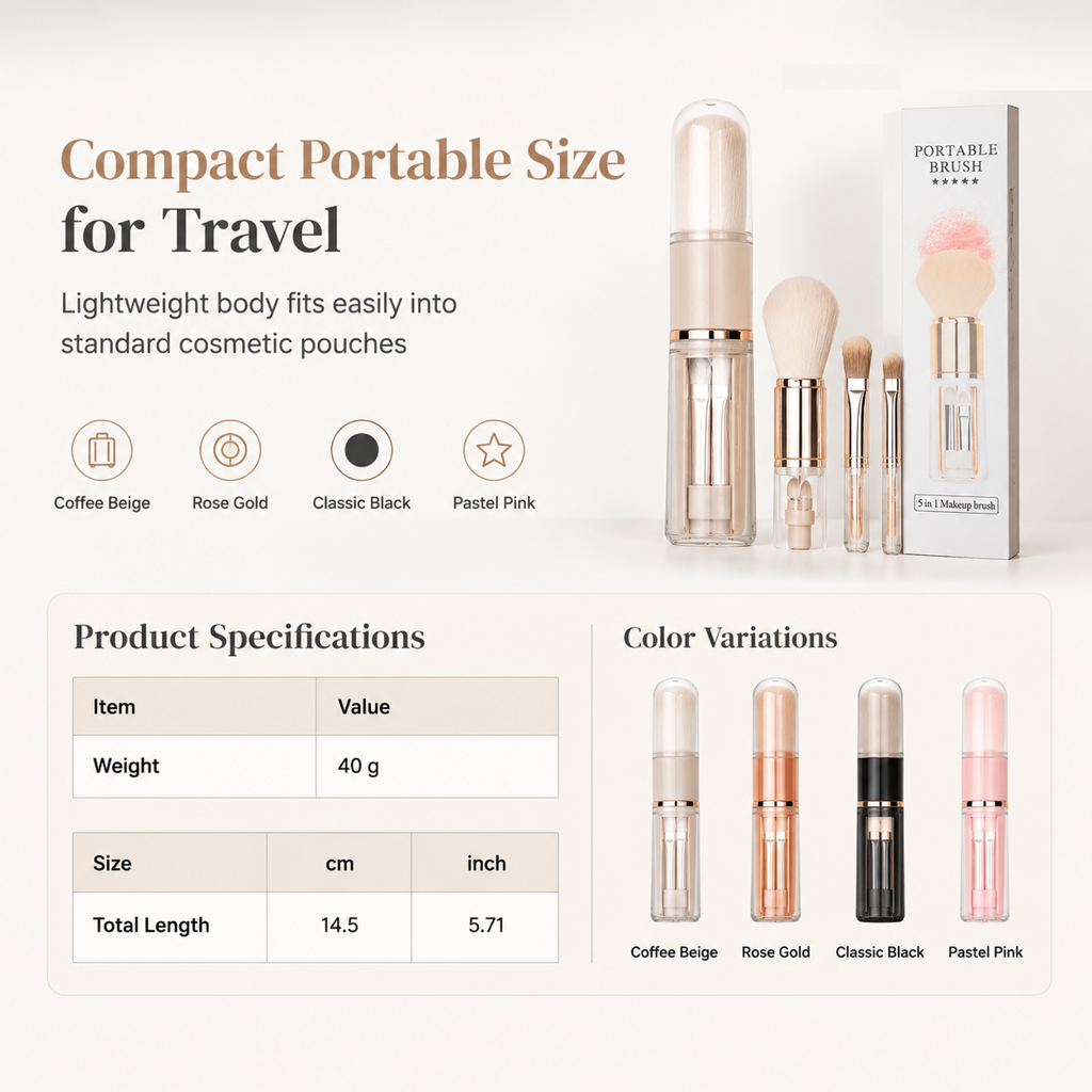 Retractable Travel Makeup Brush Set – product image