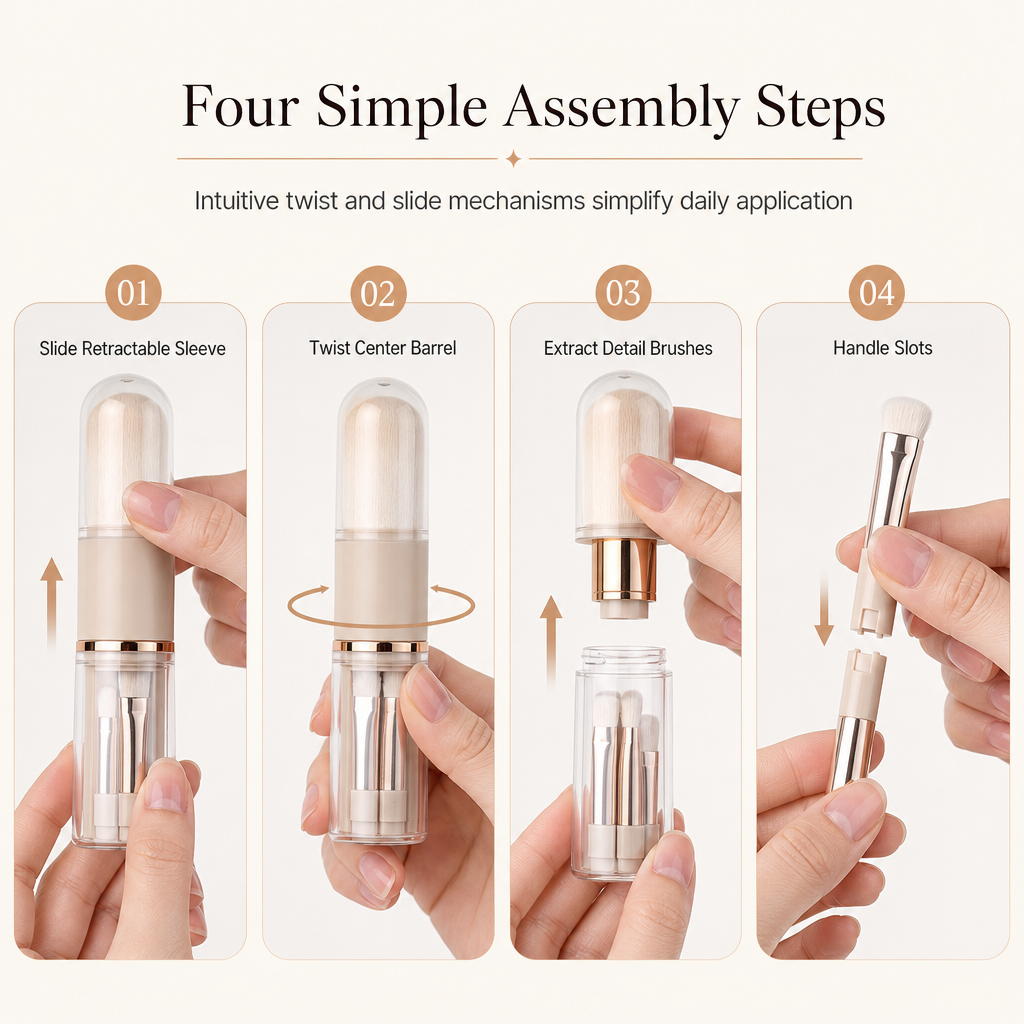 Retractable Travel Makeup Brush Set – product image