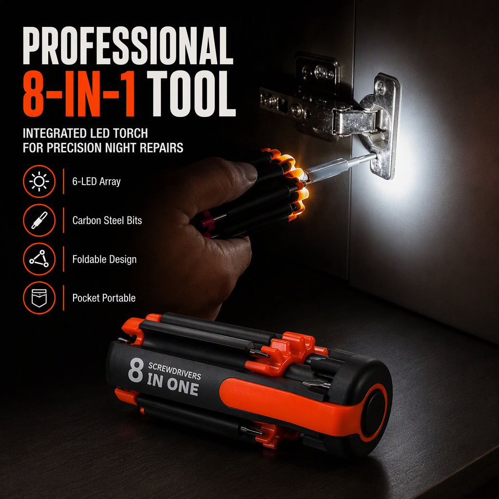 Folding Multi-Bit Screwdriver with LED – product image