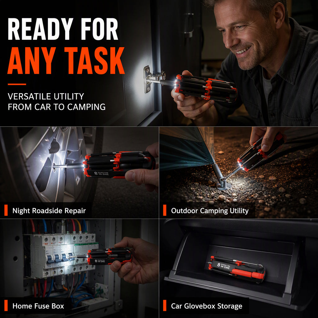 Folding Multi-Bit Screwdriver with LED – product image