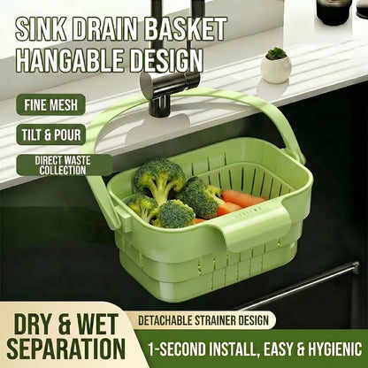 🥦50% OFF!🍅Collapsible Faucet-Hanging Sink Strainer Basket 🧺, Stainless Steel Kitchen Accessories 🍳
